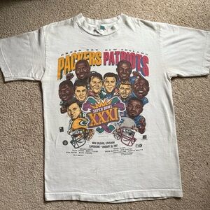 Vintage Patriots Packers Super Bowl XXXI t-shirt Large Shirt Xplosion white